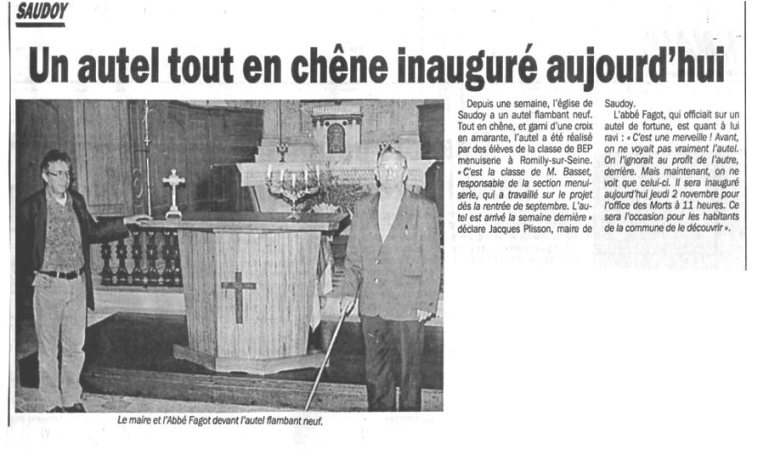 inauguration autel eglise
